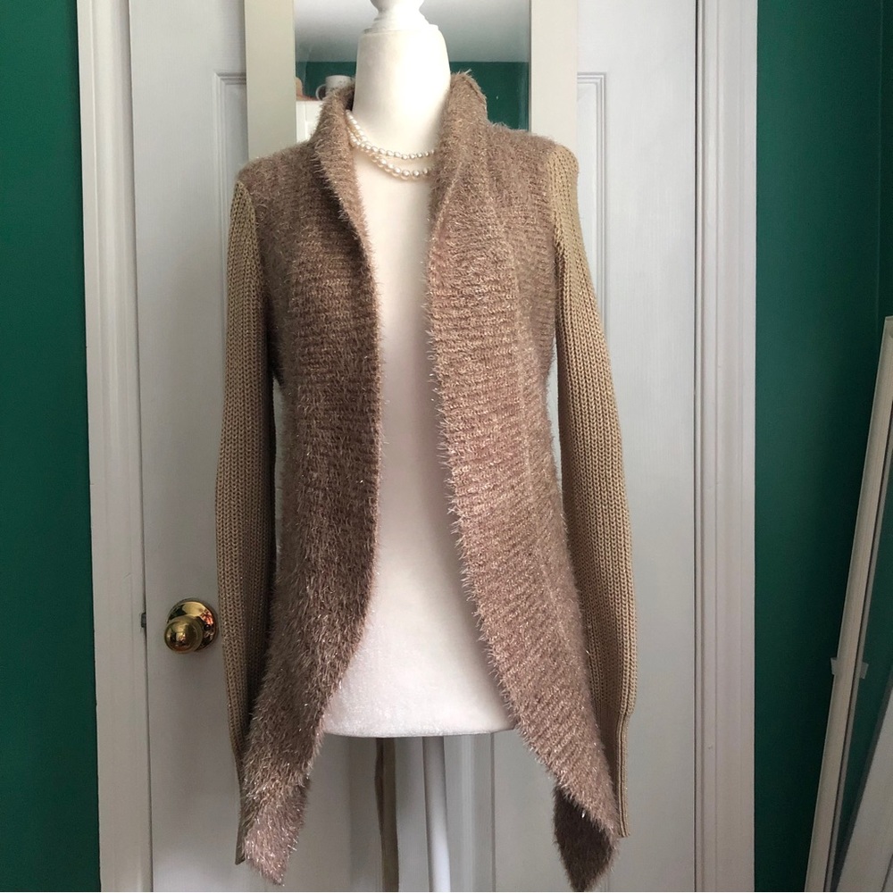 Simply Vera Vera Wang XS beige open glitter cardigan